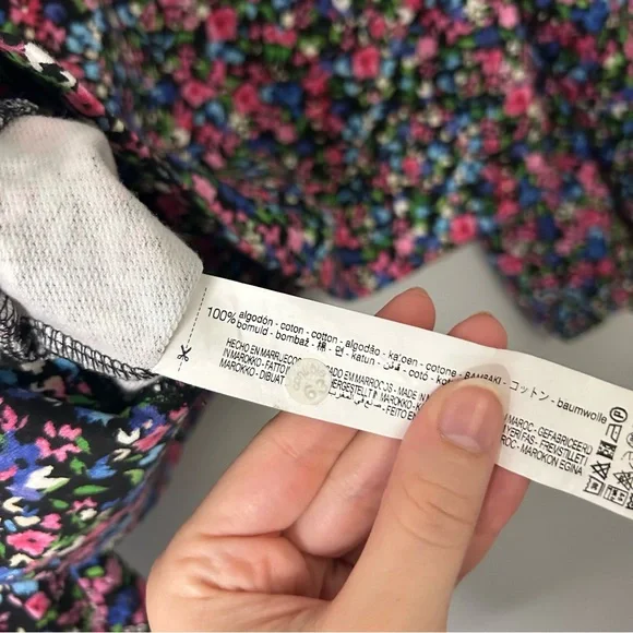 Zara Multi Colored Ditsy Floral Printed Ruffle Puff Sleeve Top - Picture 8 of 9